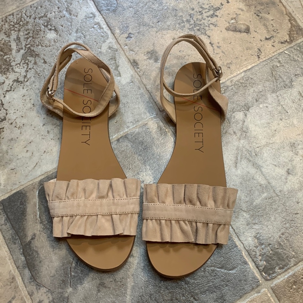Sole Society Ruffled Suede Sandal